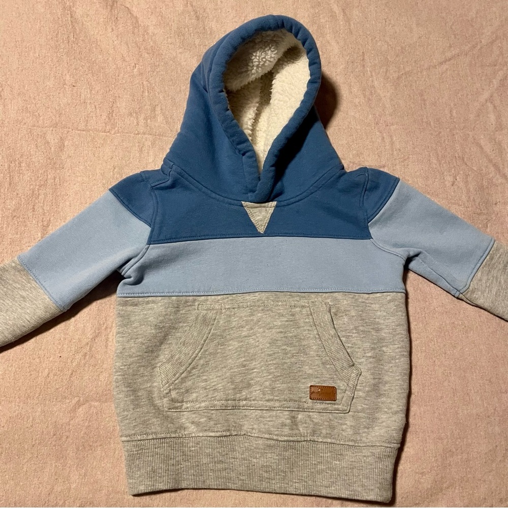 Gray and blue hoodie